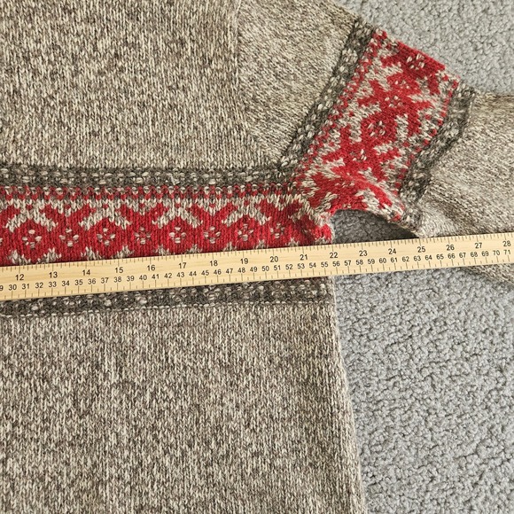 Eddie Bauer Sweater Mens L‎ Gray 1/4 Zip Mock Neck Lambs Wool Blend Fair Isle - Picture 6 of 8